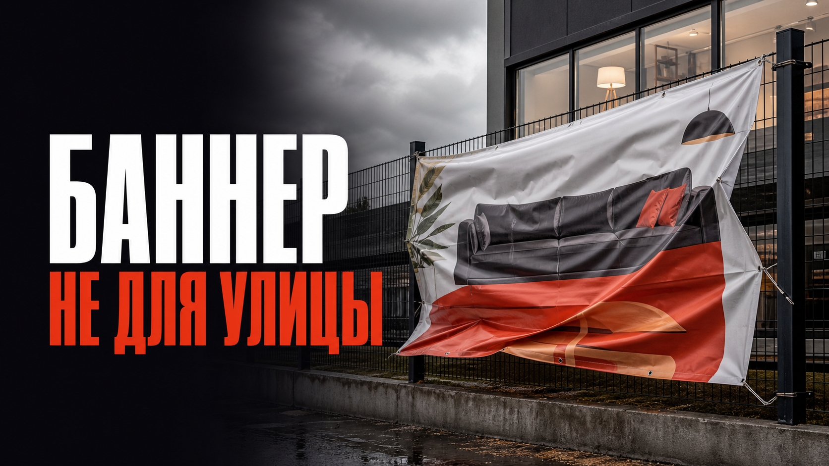 Кейс: баннер сделали под помещение, а повесили на улице