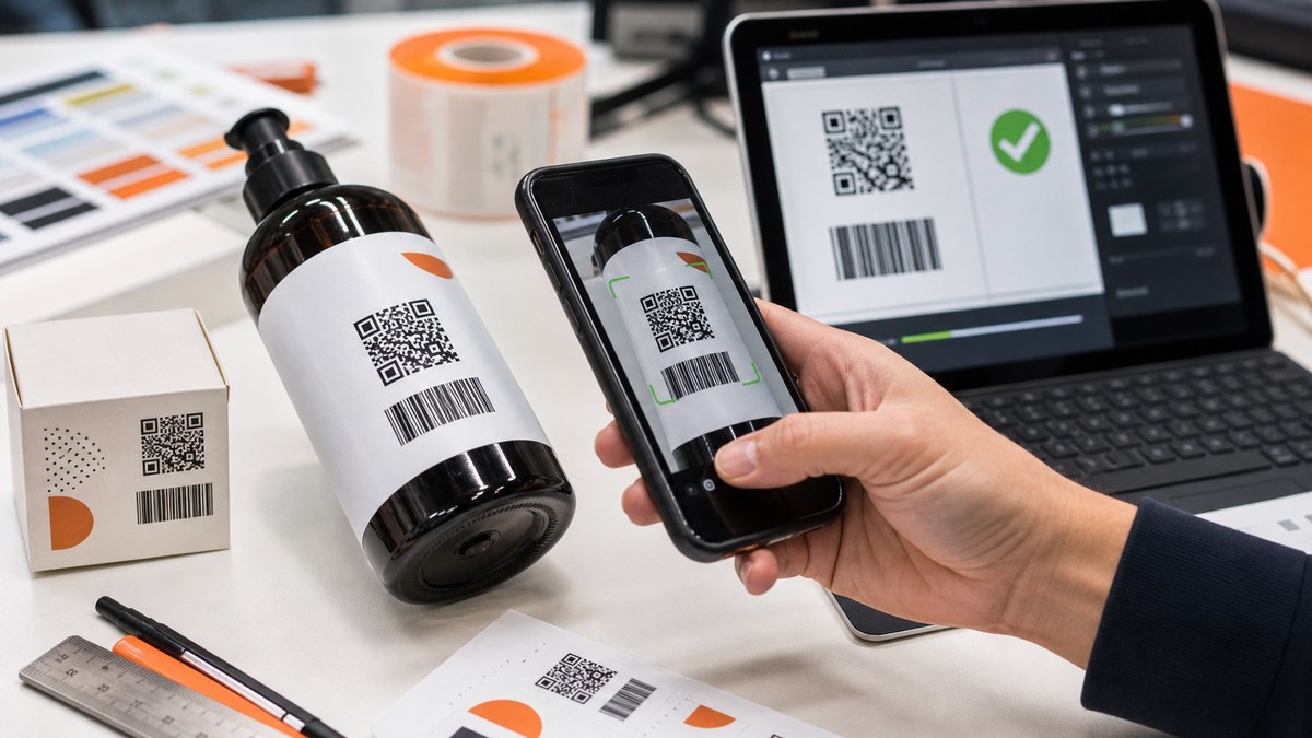 Проверка QR и штрихкода на этикетке перед печатью